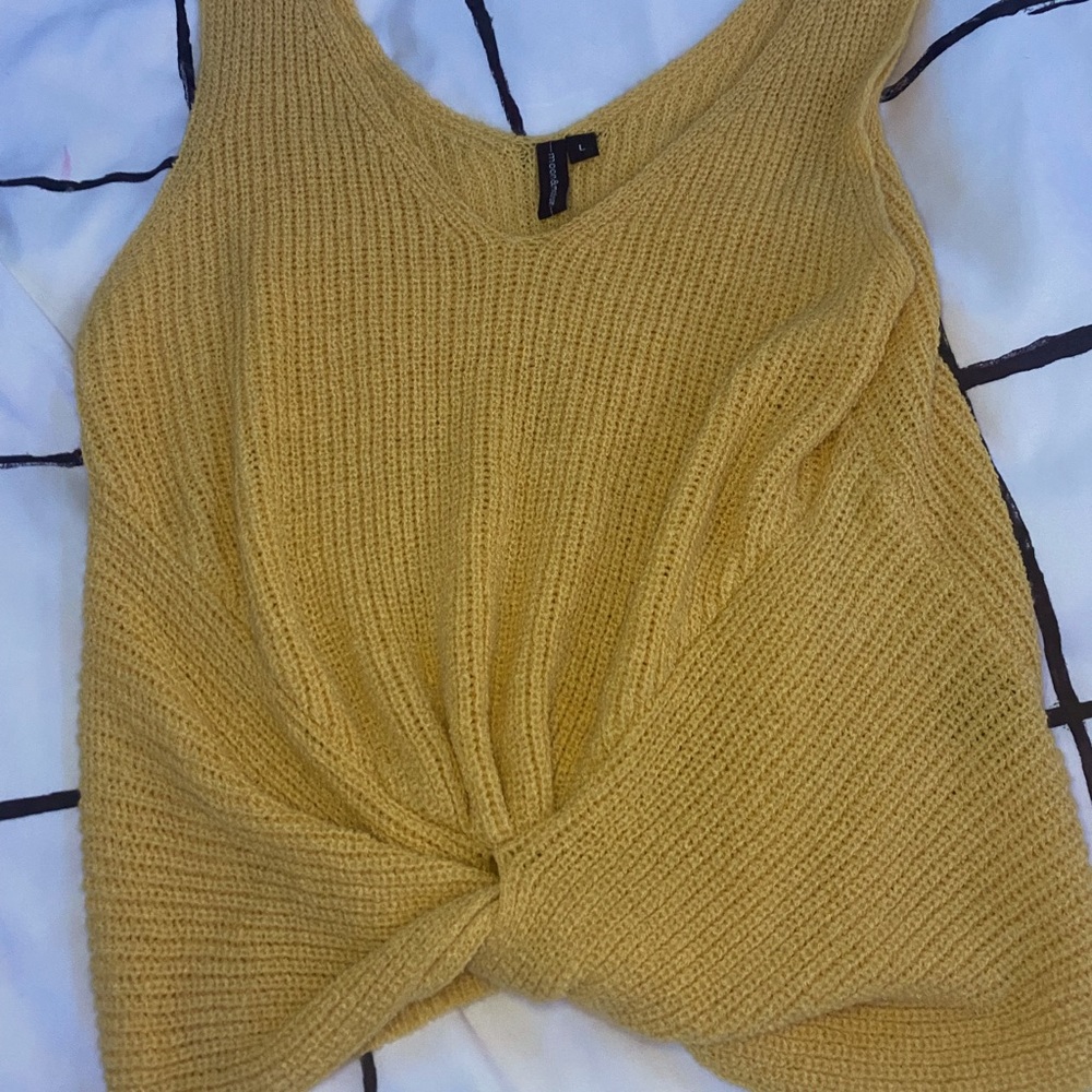 Knotted Tie Yellow Tank Top